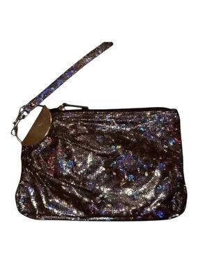 MIRROR MIRROR Iridescent Metallic Vintage Wristlet Evening Bag Pewter